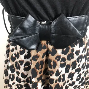 Vintage Y2K strapless bow embellished belted Hi/low leopard print mini dress‎ thumbnail 5
