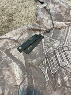 YoungLA Women’s Grey Camo Layover Hoodie Size Small Oversized NEW thumbnail 3