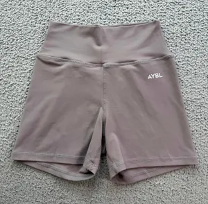 AYBL Taupe High Waisted Biker Shorts Womens S Gym Activewear Minimalist Fitness thumbnail 1