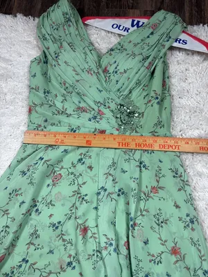NWT Mint Green Floral High Low Formal Dress Women’s US 8 Wedding Guest Prom thumbnail 10