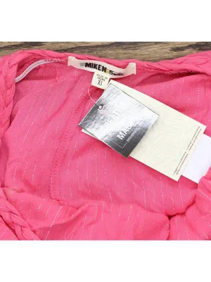 NWT Miken Juniors Tiered Dress Swim Cover Up I9672P544 Hot Pink Lurex Stripe XS thumbnail 7