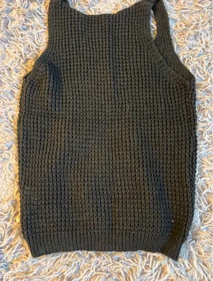Black Chunky Waffle Knit Tank Top Sleeveless Sweater Vest Medium thumbnail 1