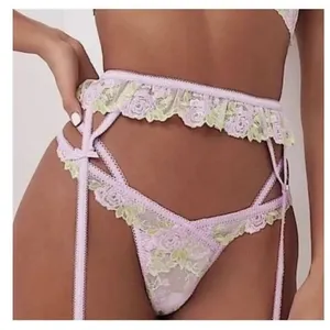 NWOT For Love & Lemons Lilac Rose Lace Hook Garter Belt - Large thumbnail 1