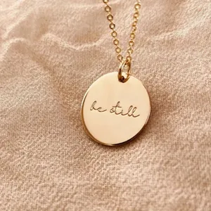 “Be Still” Faith Necklace Gold thumbnail 4
