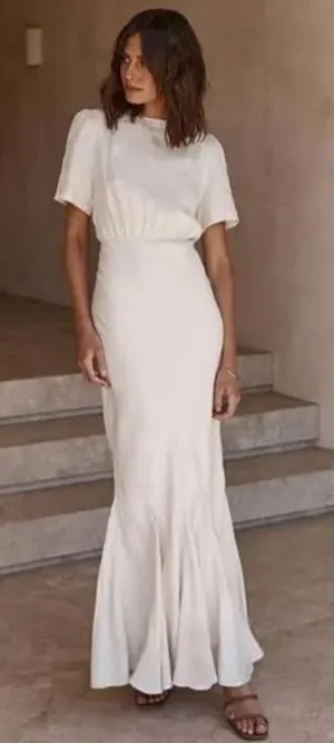 Dissh Campbell Oyster fishtail maxi Dress Cream Size 2 #luxury #designer #wedding thumbnail 1