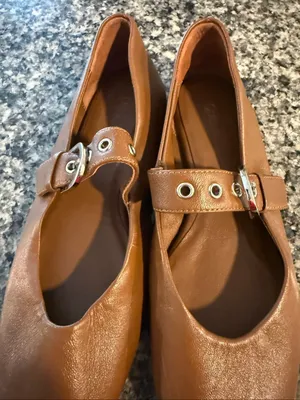 Quince Italian leather buckle Maryjane flats size 6 tan thumbnail 7