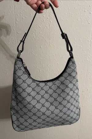 Ralph Lauren Gray Monogram Shoulder Bag with Black Trim thumbnail 1