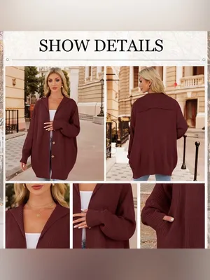 Lightweight Hooded Button-Front Cardigan in Taupe thumbnail 9