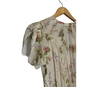 Polo Ralph Lauren Ivory Garden Floral Print Tie Neck Chiffon Maxi Dress Size XS thumbnail 15