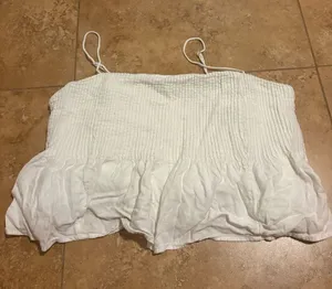 Abercrombie White Smocked Ruffle Crop Top - Women thumbnail 1