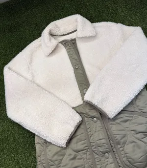 Abercrombie & Fitch Sherpa Quilted Jacket‎ Button Down Olive Green Teddy S thumbnail 1