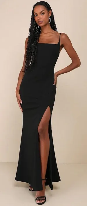 NWT LuLus Simply Remarkable Black Sleeveless Bustier Mermaid Maxi Dress Size M thumbnail 1