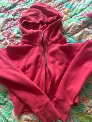 Lululemon full zip cropped scuba raspberry cream thumbnail 1