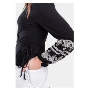 Blue Rain- Wrap black‎ long sleeve shirt thumbnail 3