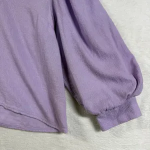 A New Day S V-Neck Puff Sleeve Gauze Blouse Lavender Pastel Boho Spring Feminine thumbnail 5