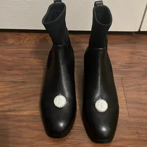 💙💖 PinkPunkPlank Black Celestial Leather‎ Chelsea Whimsigoth Boots Gothic thumbnail 3