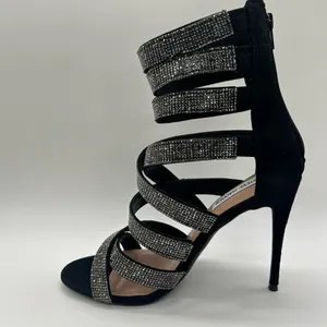 Steve Madden Heels Women 9 Black Malika Open Toe Strap Sandals Wedding Party NEW thumbnail 2