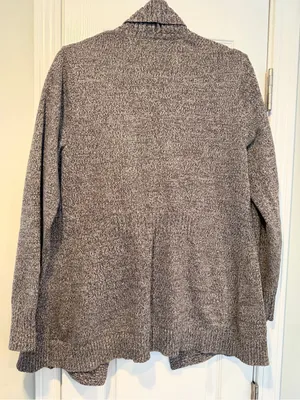 L.L. Bean Size S Gray Open Front Cotton Blend Ribbed Trim Cardigan Sweater thumbnail 6