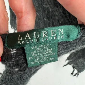 Ralph Lauren LRL Scarf Charcoal Grey Wool Alpaca Blend Fringed Speckled Knit thumbnail 3