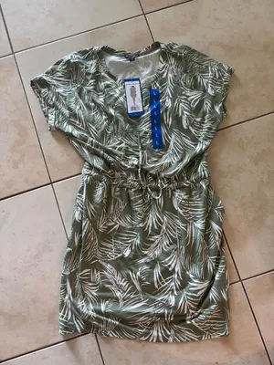 b46 New Women's Hilary Radley Olive Green Tropical Palm🌴 Print Dress size Large thumbnail 1