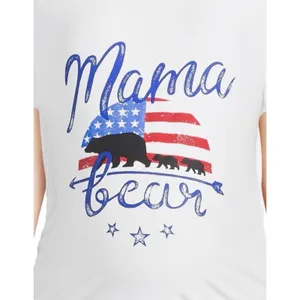 NWT Time and Tru Mama Bear Patriotic Maternity T-Shirt White Medium 4th of July thumbnail 3