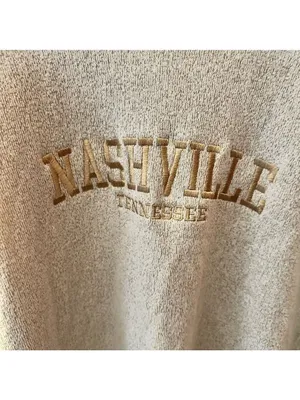 Nashville Tennessee Embroidered Beige Oversized Crewneck Sweater XL thumbnail 5