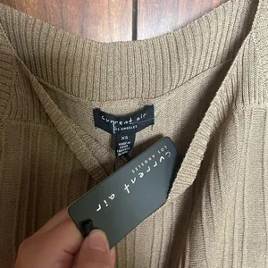 NWT CURRENT AIR Contrast Knit Georgia Sweater Midi Dress in Latte Size XS thumbnail 4