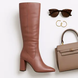 Cole Haan Knee High Leather Boots Women 7.5B Dusty Rose Luxe Heel EUC Designer thumbnail 4