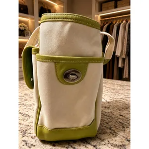 Coach 6734 Rare Vintage Hampton Garden Tote Ivory Green Canvas Leather Y2K Bag thumbnail 3