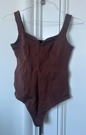NWOT Abercrombie & Fitch Ponte Corset Sweetheart Bodysuit (BROWN) thumbnail 1