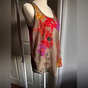 Candie's Y2k sheer, intricate sequin-embellished floral embroidery thumbnail 5
