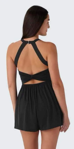 Halara Black Pocket 2 in 1 Romper Easy Peezy XS Cut Out Back Tennis Pickeball thumbnail 1