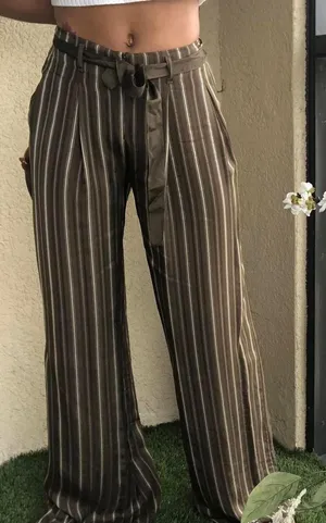 Sisley Silk Pants Size 8 Brown thumbnail 1