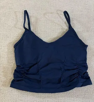 Free People Good Karma Ruched Crop Tank in Midnight Navy M/L thumbnail 6