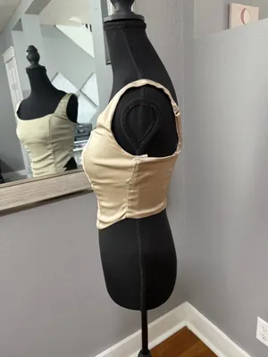 Abercrombie & Fitch Satin Corset Y2K Crop Top Champagne Size Small. thumbnail 4
