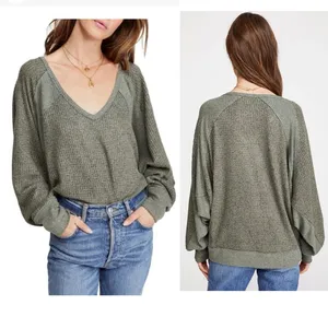 We The Free Free People Santa Clara Thermal Top Women's Size Small‎ Green thumbnail 2