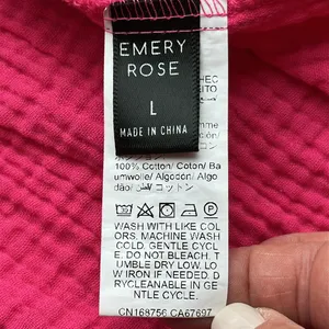 NWOT Emery Rose Vibrant Pink V-Neck 100% Cotton Gauze Dress Size L thumbnail 7