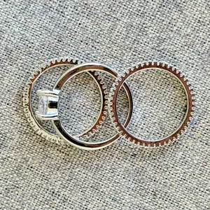 NWOT 3PC Stunning Silver Tone Bridal Set Oval 2.5ct Simulated diamonds ring in 7 thumbnail 6