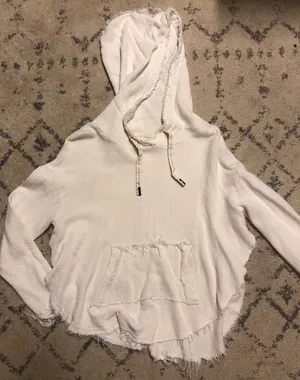 White frayed sweatshirt thumbnail 1