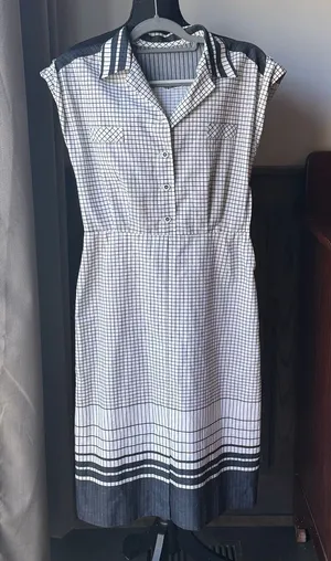 Handmade Classic Black & White Check Collared Day Dress thumbnail 1