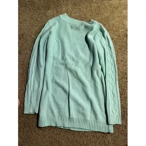 New York & Company Mint Green Cable Knit V-Neck Sweater‎ Womens Small Pullover thumbnail 4