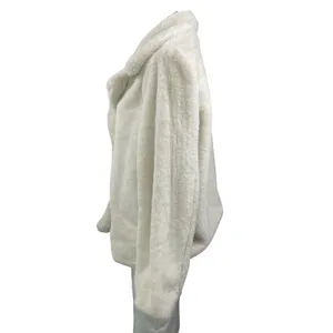 JouJou Women's White Long Sleeves Faux Fur Snap Button Fleece Coat Jacket Sz XL thumbnail 2
