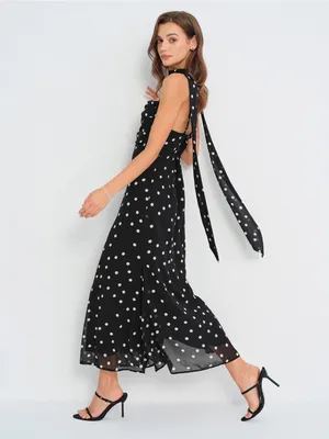 Rihoas Black Polka Dot Slip Maxi Dress thumbnail 5