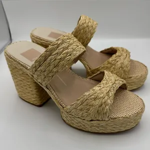 Dolce Vita Latoya Woven Raffia Platform Sandals Size 9.5 Light‎ Natural Raffia thumbnail 1