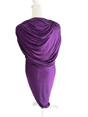 3.1 Phillip Lim Plum Purple Silk Blend Draped Ruched V Neck Midi Dress M thumbnail 3
