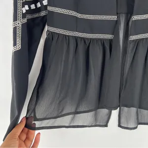 XOXO Sequin Embellished Embroidered Chiffon Hem‎ V Neck Peplum Jacket Size S thumbnail 7