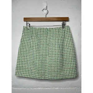 Mango NEW MNG T Tweed Mini Skirt Pastel Green Size Medium thumbnail 5