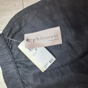 NWT Philosophy 100% linen fall‎ black shorts elastic waistband pockets size S thumbnail 4