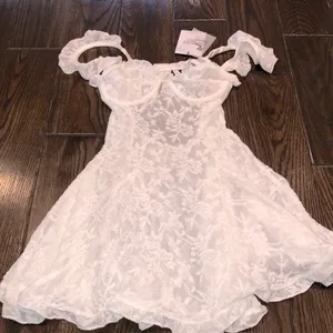 Princess Polly Mariea white frill mini dress new with tags size 0 thumbnail 6