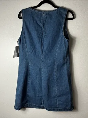 RVCA Lainey Mini Denim Dress NWT Fitted Waist Size L thumbnail 9